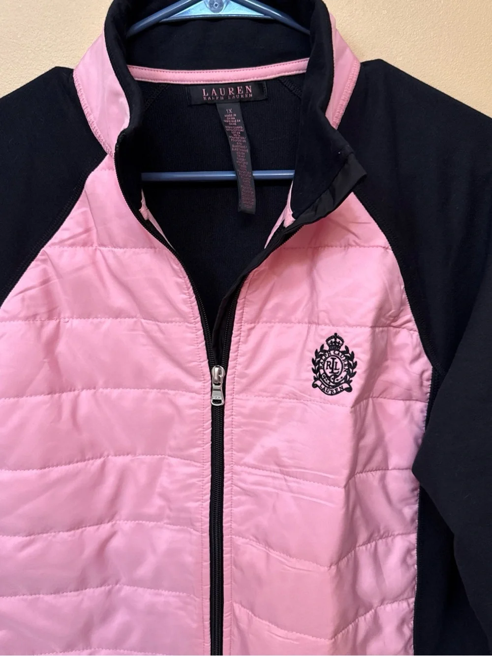 Lauren Ralph Lauren Pink and Black Quilted Puffer Jacket - Picture 3 of 7
